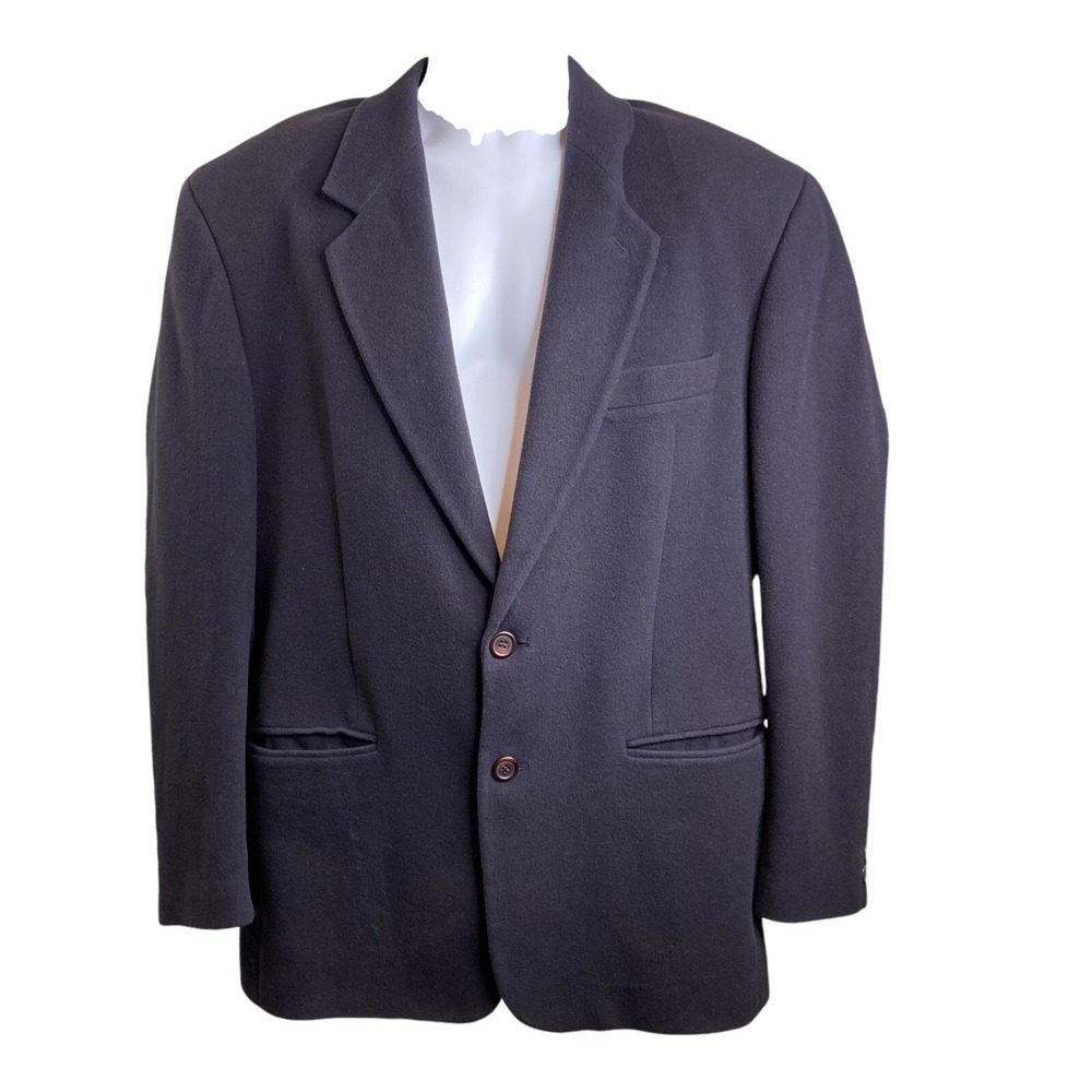 VTG 90s Conte Of Florence Men Black Wool Blazer 50 IT 40 US Paisley Lining Italy